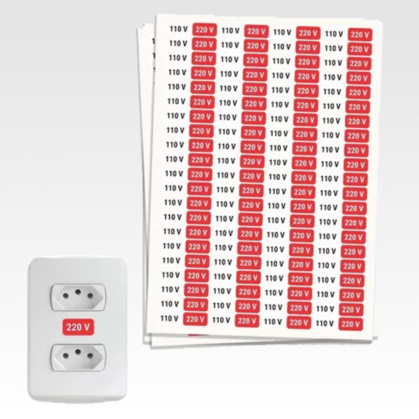 Etiquetas Para Tomadas 110v E 220v Vinil Adesivo 80 Unidades