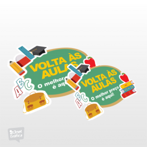 Adesivo para Vitrine Volta às Aulas  2 Adesivos Volta às Aulas 74,4x59,6cm  Vinil Brilho  