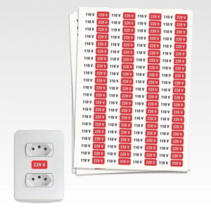 Etiquetas Para Tomadas 110v E 220v Vinil Adesivo 80 Unidades Adesivo Vinil 3cm x 1,5 cm  Brilho  