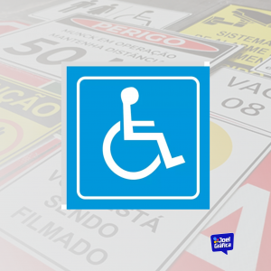 Placa Pcd Sinalização Deficiente Cadeirante 15x15cm PVC 1mm Adesivado 20x15cm   Corte Reto 