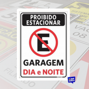 Placa- Proibido Estacionar PVC 1mm Adesivado 20x15cm   Corte Reto 