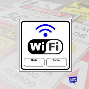Placa Sinalização Wifi 15x15cm PVC 1mm Adesivado 20x15cm   Corte Reto 
